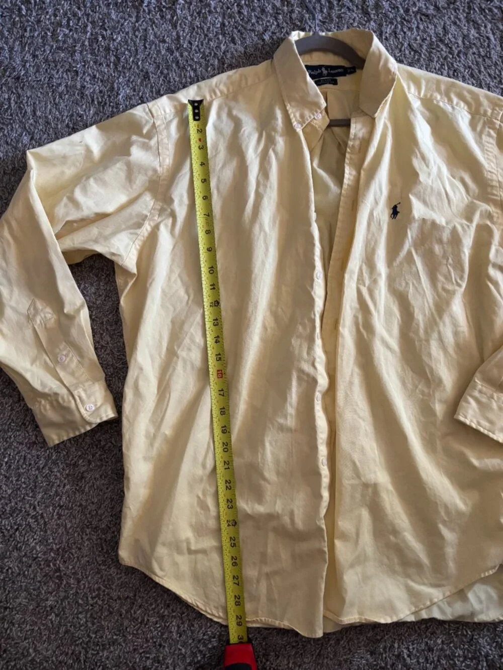 Ralph Lauren Classic Fit Mens L Butter Yellow Woven Cotton Button-Down